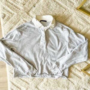 Brandy Melville Gray Long Sleeve Cropped Collared cropped Sweater One Size S/M